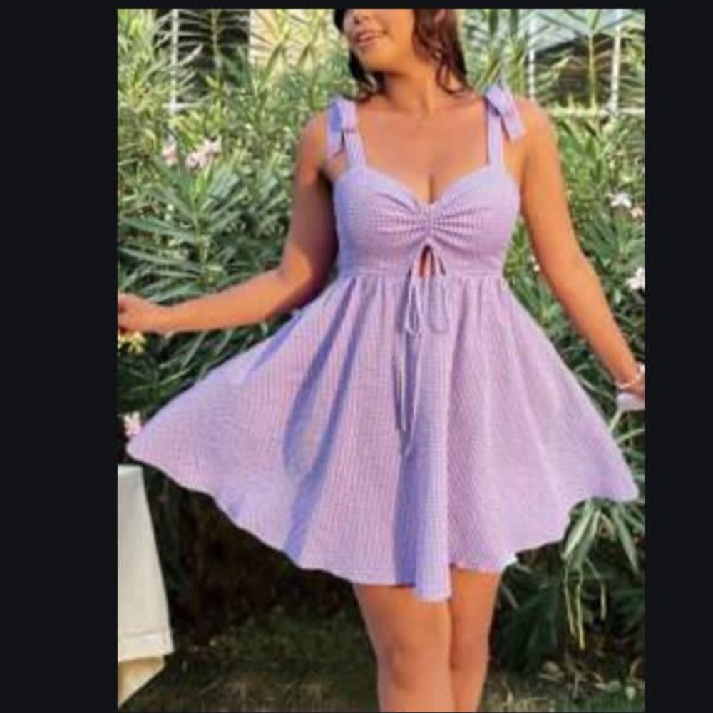 Purple Gingham Seersucker Sundress